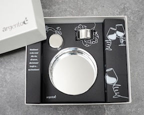 Pattern bottle coaster trilaminated Silver with cap and drip-stopper Selezione Zanolli