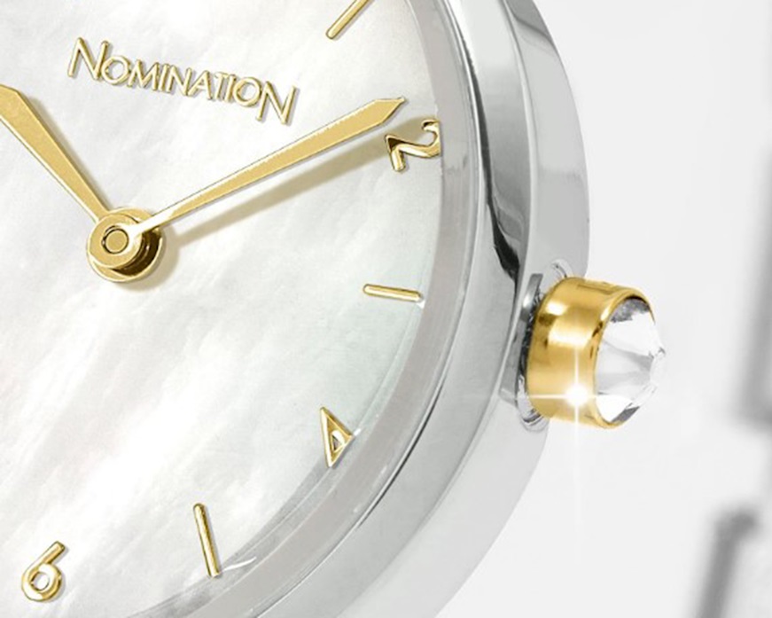 Watch Time steel with oval white mother-of-pearl dial Nomination