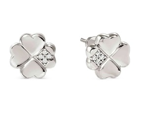 Earrings Petit Sparkle silver four-leaf clover Nomination