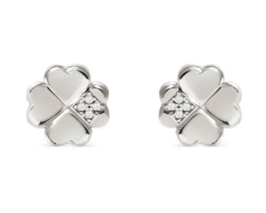 Earrings Petit Sparkle silver four-leaf clover Nomination
