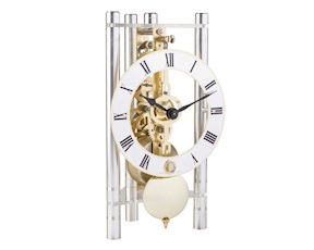 Orologio da tavolo in alluminio con movimento scheletrato Hermle