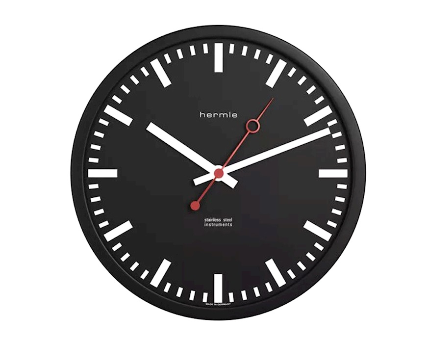 Orologio da parete acciaio quadrante nero Hermle