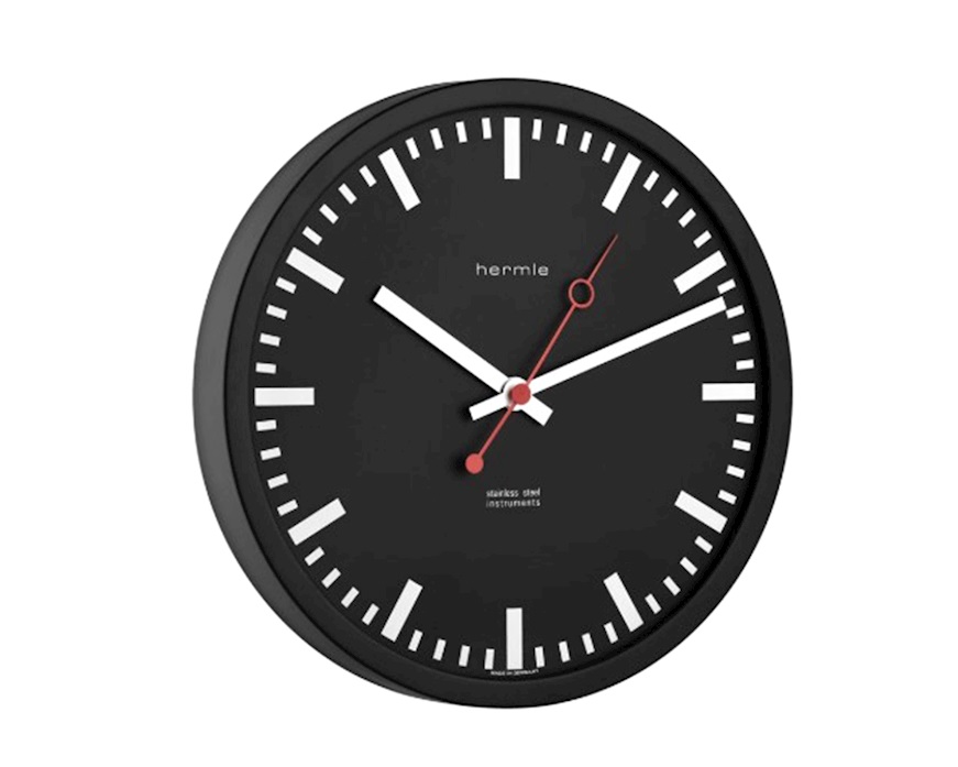 Orologio da parete acciaio quadrante nero Hermle