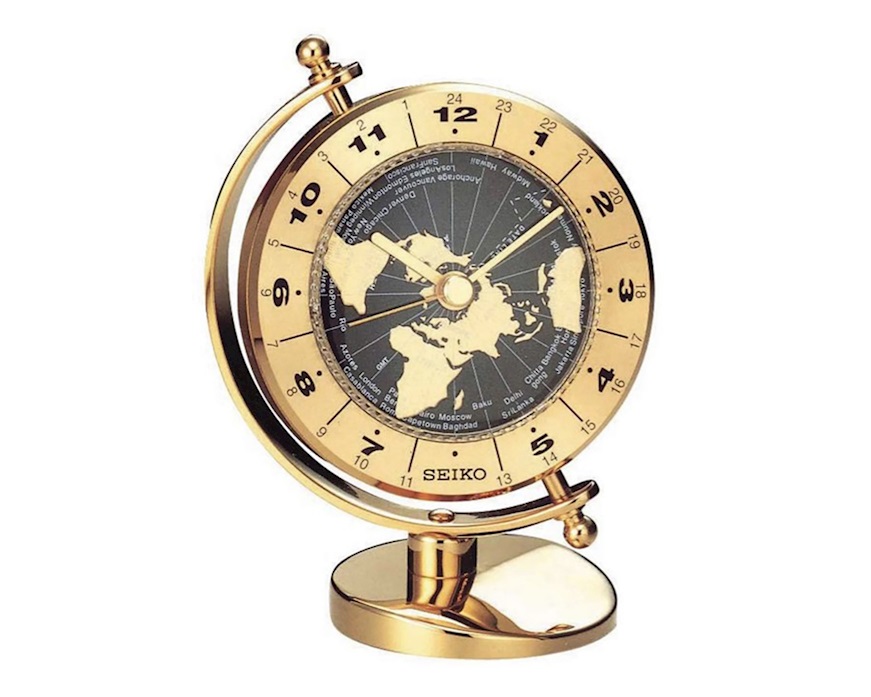 Orologio da tavolo Seiko Discoverer in ottone placcato oro Selezione Zanolli