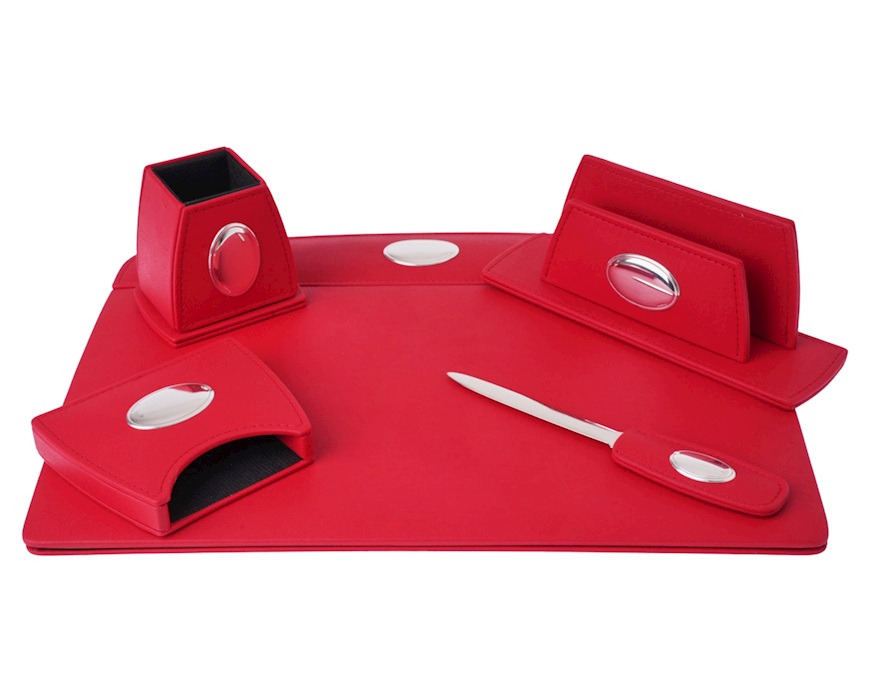 Set ufficio argento bilaminato 5 pezzi rosso Selezione Zanolli