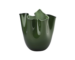 Vaso Fazzoletto vetro di Murano opalino verde mela Venini