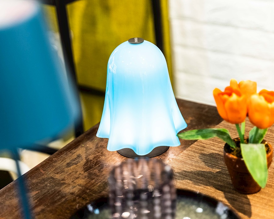 Table lamp Fantasmino Murano glass aquamare Venini