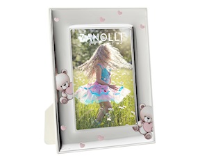 Picture frame Orsetti Cuori pvd Silver pink Selezione Zanolli