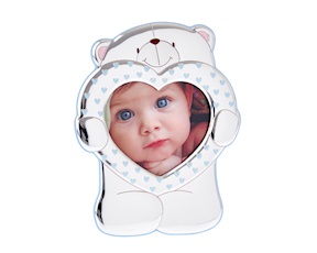 Cornice Forever Friends argento pvd orsetto celeste