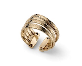 Anello Luce argento dorato con 5 fasce zigrinate Unoaerre