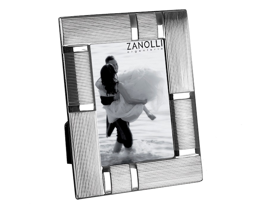 Picture frame Techno silver with wide striped band Selezione Zanolli