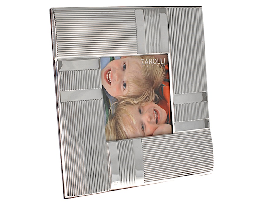 Picture frame Techno silver with wide striped band Selezione Zanolli
