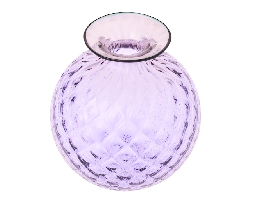 Vaso Monofiore Balloton vetro di Murano lilla menta Venini