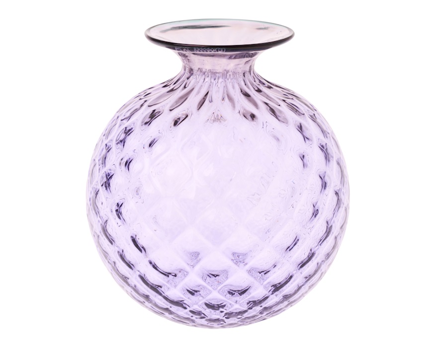 Vaso Monofiore Balloton vetro di Murano lilla menta Venini