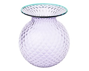 Vaso Fiori Balloton vetro di Murano lilla menta Venini