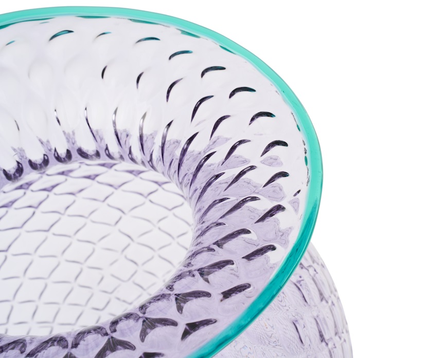 Vaso Fiori Balloton vetro di Murano lilla menta Venini