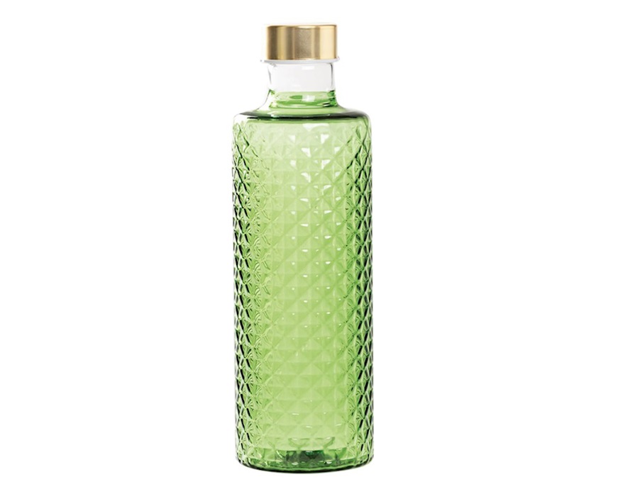 Bottiglia Isolano verde mela con tappo argento/oro Zafferano