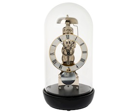 Orologio da tavolo in ottone e base nera Hermle