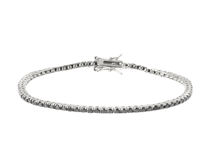 Bracciale tennis argento 4 griffe con zirconi neri Selezione Zanolli