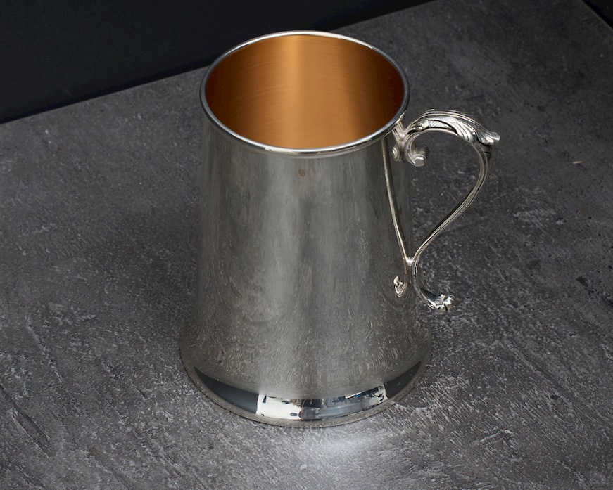 Boccale liscio argento 180 grammi con manico a S usato ricondizionato Zanolli Vintage