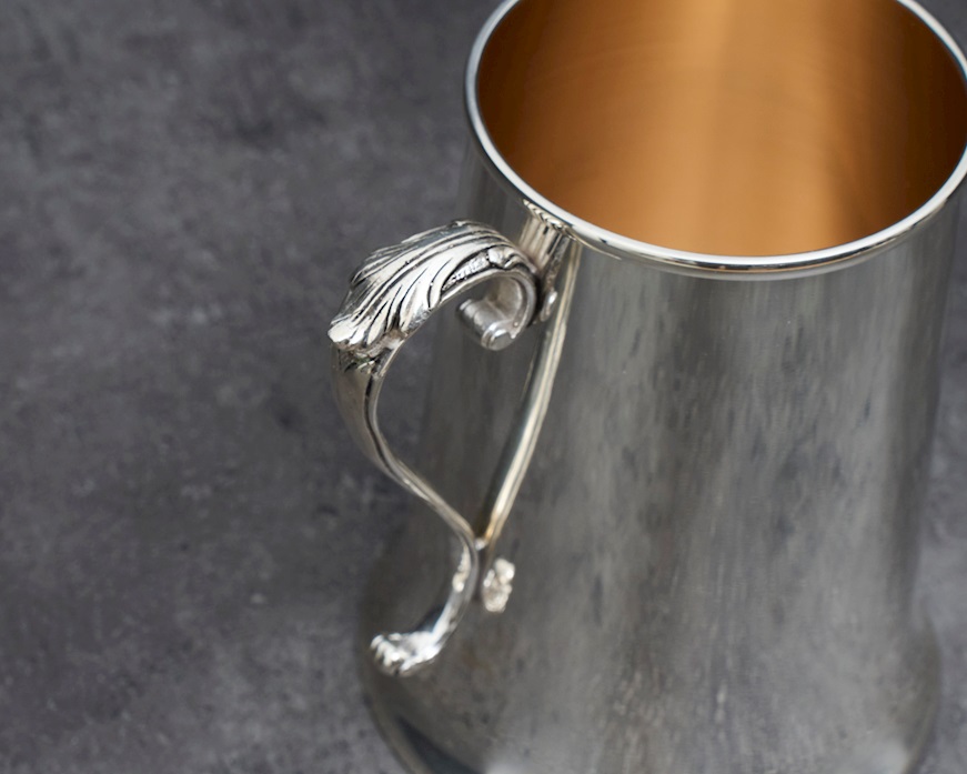 Boccale liscio argento 180 grammi con manico a S usato ricondizionato Zanolli Vintage