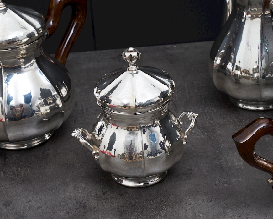 Servizio da the e caffè argento 1404 grammi 4 pezzi in stile Settecento usato ricondizionato Zanolli Vintage