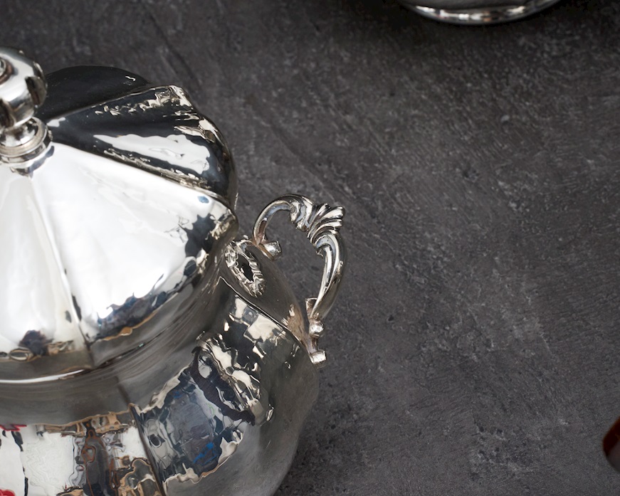 Servizio da the e caffè argento 1404 grammi 4 pezzi in stile Settecento usato ricondizionato Zanolli Vintage