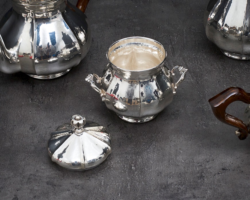Servizio da the e caffè argento 1404 grammi 4 pezzi in stile Settecento usato ricondizionato Zanolli Vintage