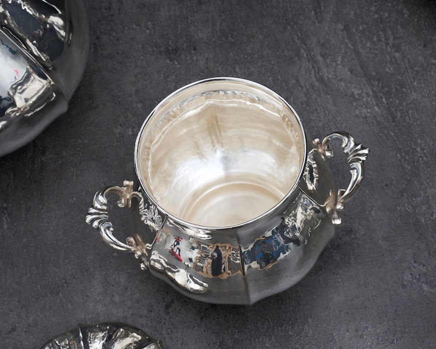 Servizio da the e caffè argento 1404 grammi 4 pezzi in stile Settecento usato ricondizionato Zanolli Vintage