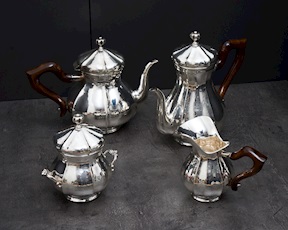 Servizio da the e caffè argento 1404 grammi 4 pezzi in stile Settecento usato ricondizionato Zanolli Vintage