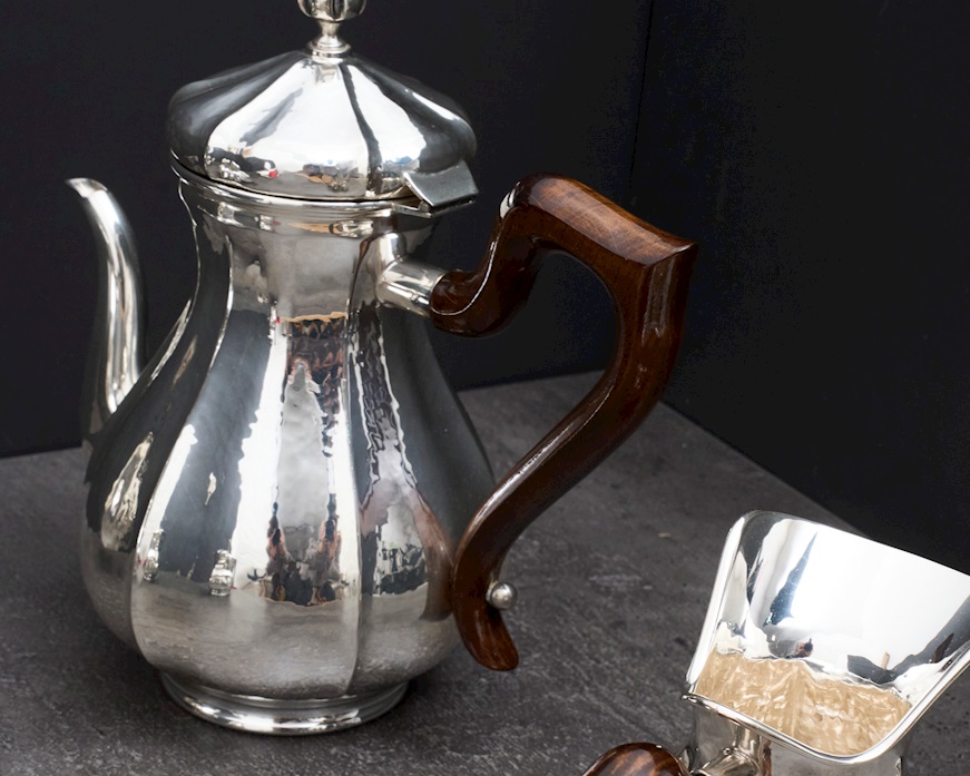 Servizio da the e caffè argento 1404 grammi 4 pezzi in stile Settecento usato ricondizionato Zanolli Vintage