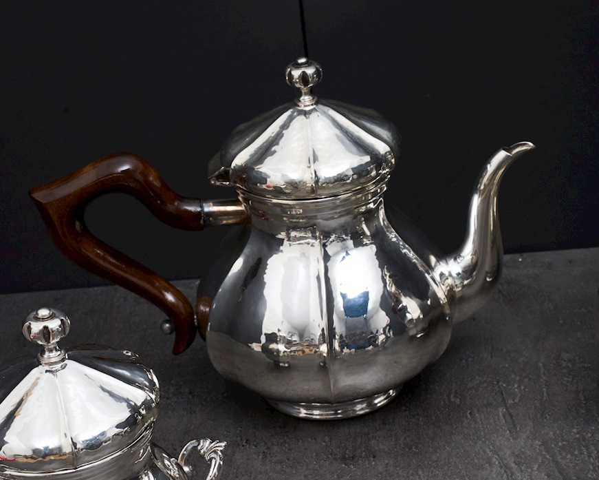 Servizio da the e caffè argento 1404 grammi 4 pezzi in stile Settecento usato ricondizionato Zanolli Vintage