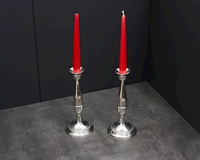 Coppia di candelieri argento 140 grammi a una fiamma in stile Impero usato ricondizionato Zanolli Vintage