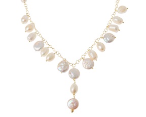 Collana argento dorato con perle ovali e piatte Selezione Zanolli