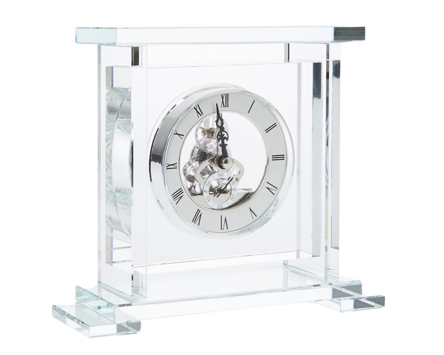 Table clock crystal with visible movement Ottaviani