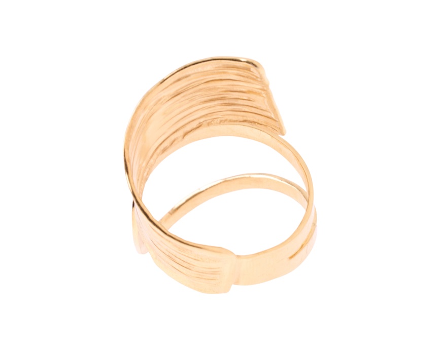 Anello argento dorato a spirale con fascia zigrinata Selezione Zanolli