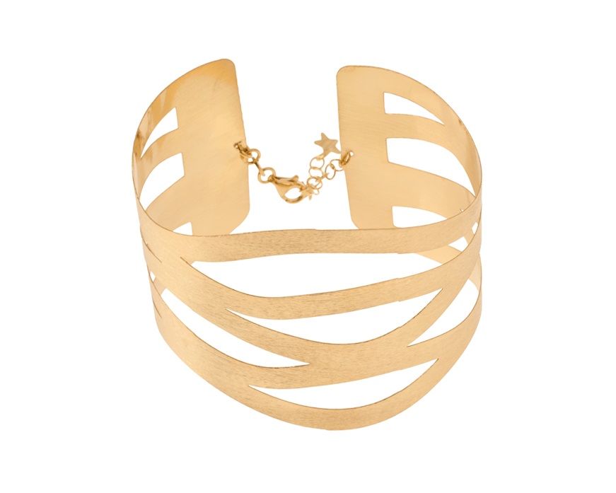 Bracciale schiava argento dorato satinato a onde Selezione Zanolli