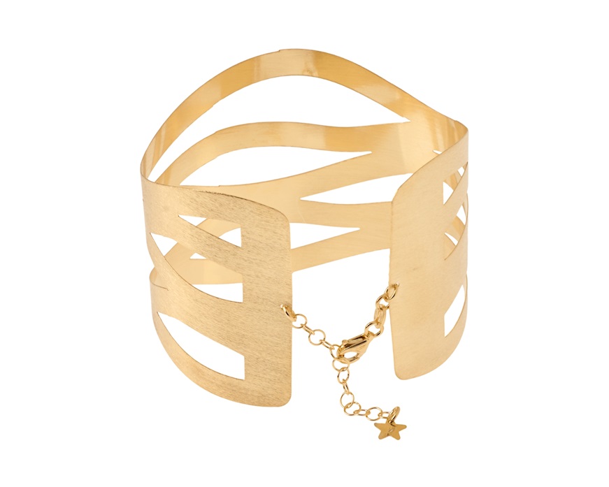 Bracciale schiava argento dorato satinato a onde Selezione Zanolli