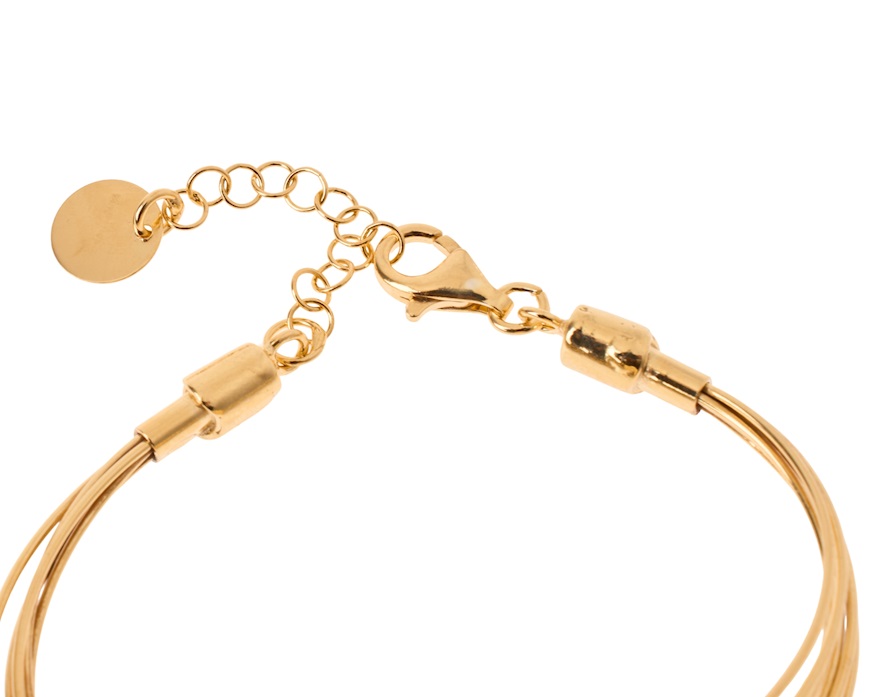 Bracciale rigido argento dorato con tondo centrale satinato Selezione Zanolli