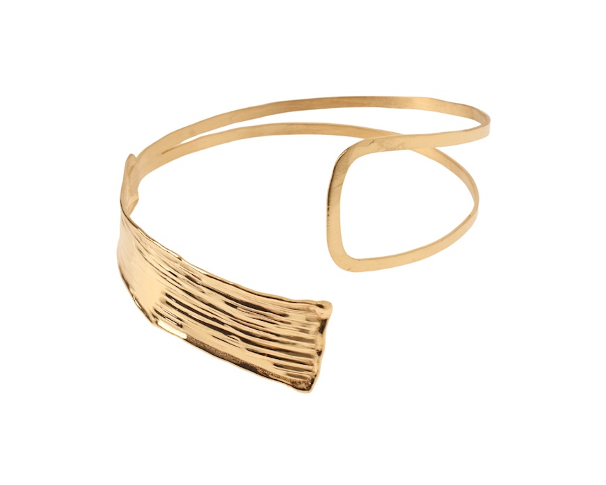 Bracciale rigido argento dorato a fascia zigrinata Selezione Zanolli