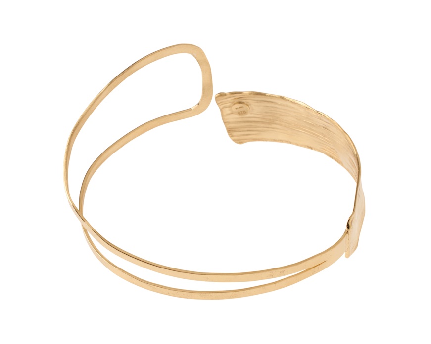 Bracciale rigido argento dorato a fascia zigrinata Selezione Zanolli