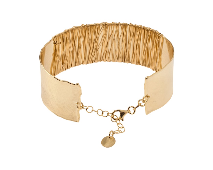 Bracciale schiava argento dorato con fascia millefili Selezione Zanolli