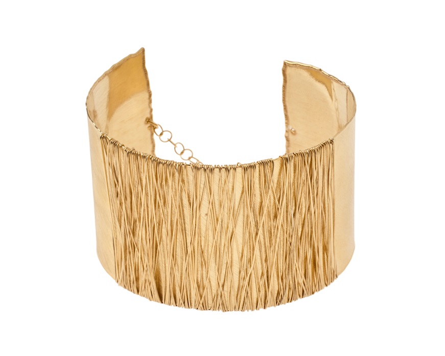 Bracciale schiava argento dorato con fascia millefili Selezione Zanolli