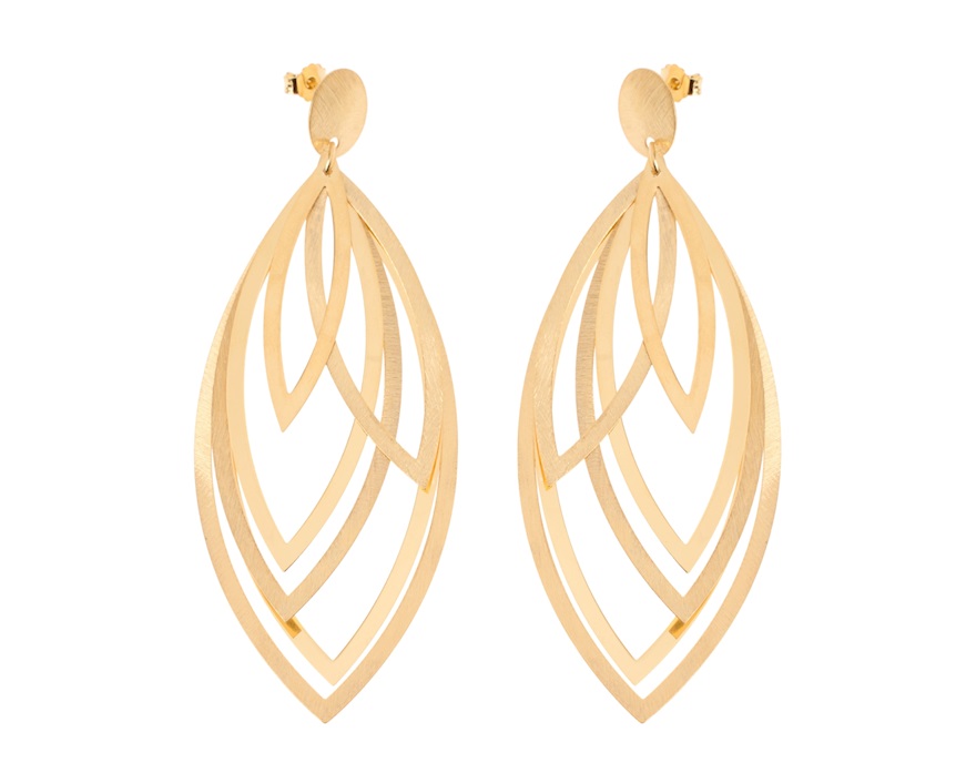 Orecchini argento dorato satinato e lucido con petalo multifilo Selezione Zanolli