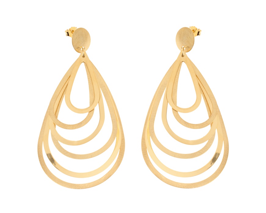 Orecchini argento dorato satinato e lucido con goccia multifilo Selezione Zanolli