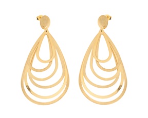 Orecchini argento dorato satinato e lucido con goccia multifilo Selezione Zanolli