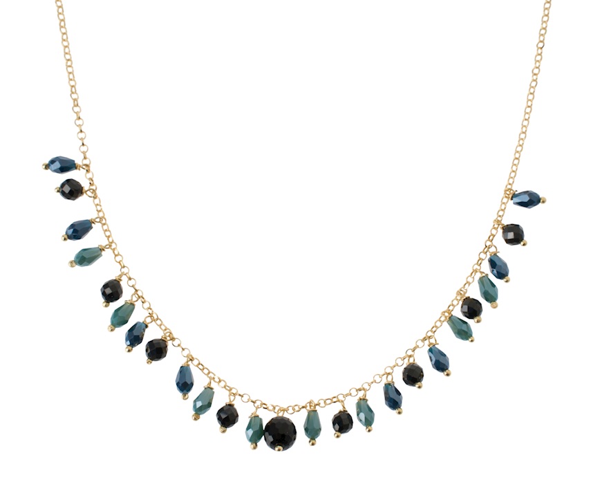 Collana argento dorato con cristalli blu ottanio Selezione Zanolli