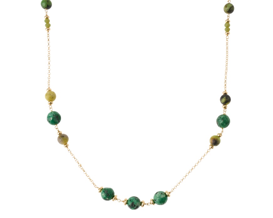 Collana argento dorato con labradorite e giada Selezione Zanolli