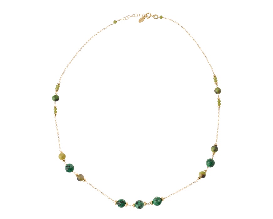 Collana argento dorato con labradorite e giada Selezione Zanolli