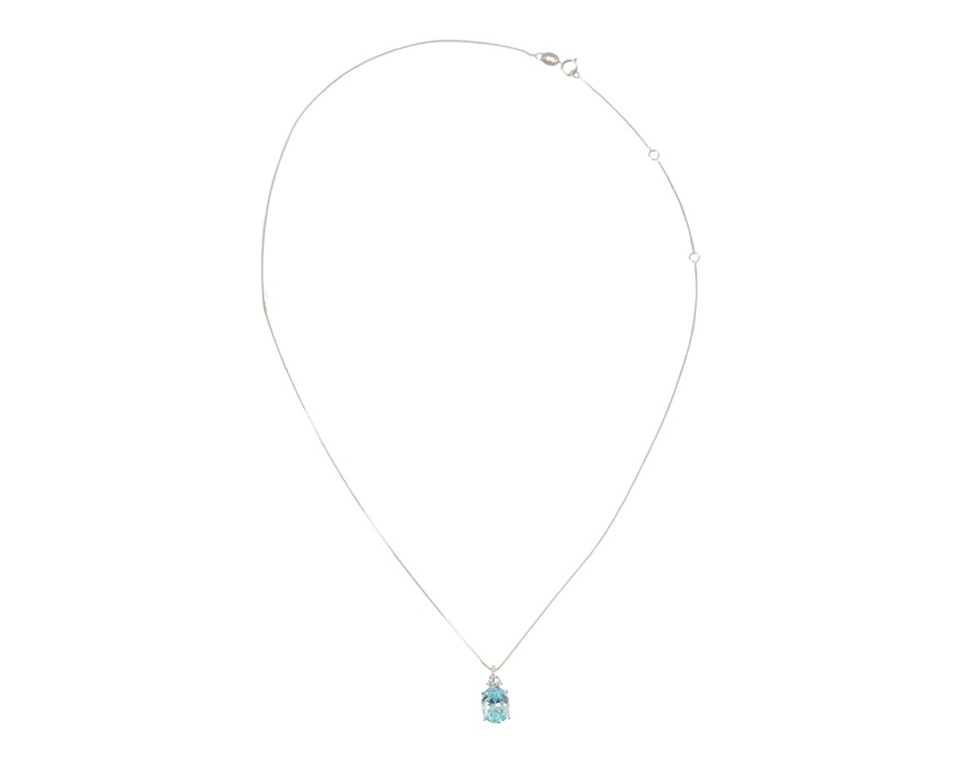 Collana argento con ovale acquamarina e zirconi bianchi Sovrani